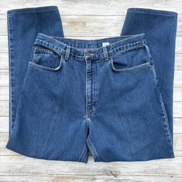 Lucchese Jeans 35x30 Straight Fit Med Wash Blue Denim Western Workwear Utility - Picture 2 of 10